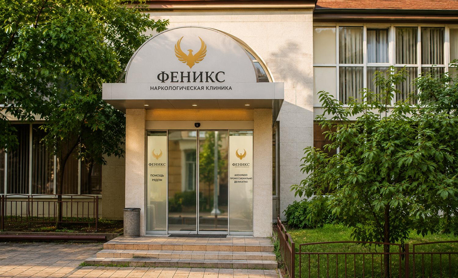 Вход в наркологическую клинику «Феникс» в Донском